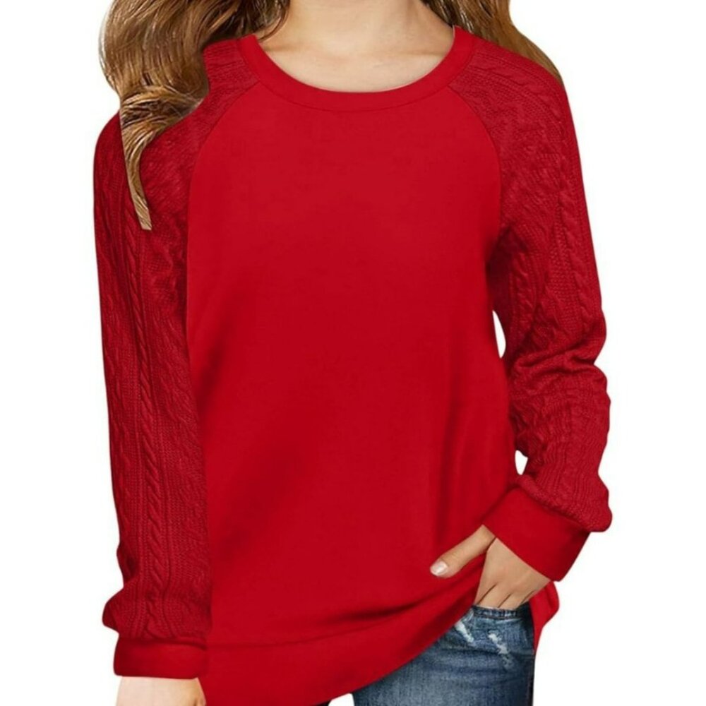 Womens Sweater 2XL Red Textured Crewneck Extra Soft